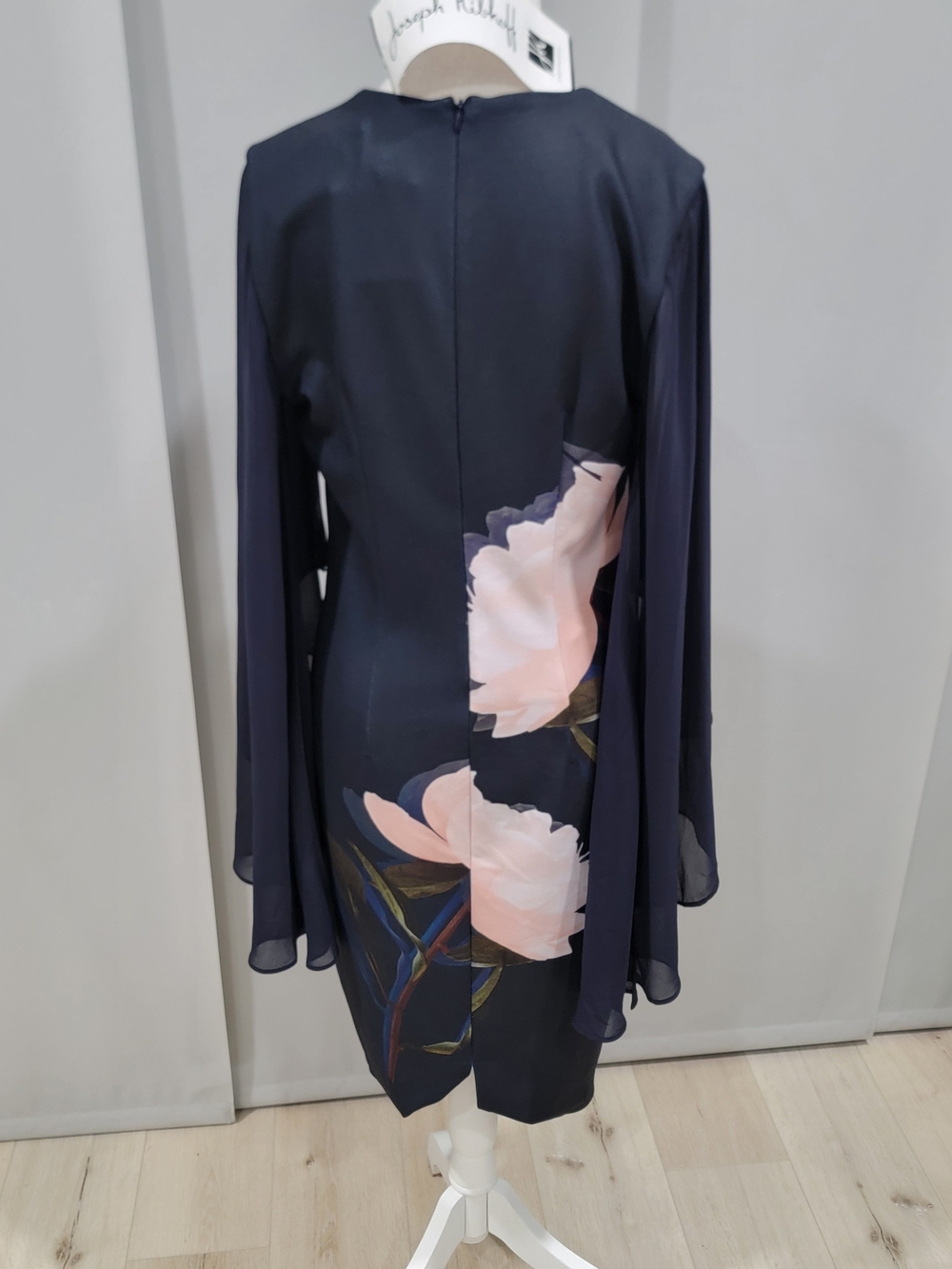 Joseph Ribkoff Navy Midi Dress with Blush Floral Detail - Picture 7 of 10